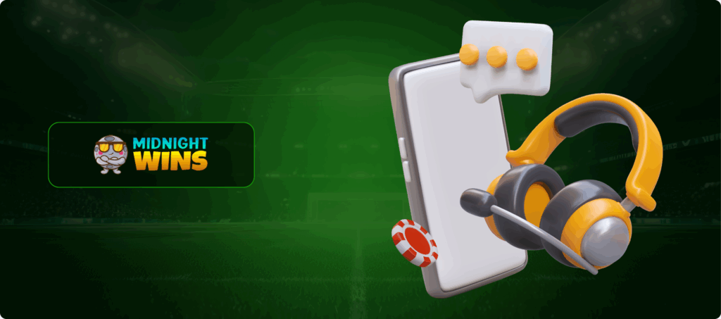 Midnight Wins Casino Customer Support Banner